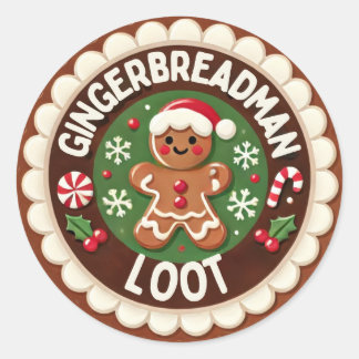 Adesivo Redondo Gingerbreadman Loot Favor Bag Sticker