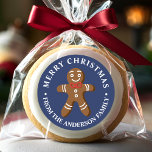 Adesivo Redondo Gingercake Man Marinho Blue Merry Christmas<br><div class="desc">Adicione um toque doce e festivo aos seus presentes e cartões de Natal com este Marinho Blue Gingerbird Man Felry Christmas Classic Round Sticker. Apresentando um design de gengibre alegre e uma mensagem personalizada de "Feliz Natal", esses adesivos são perfeitos para selar envelopes, decorar pacotes de presentes ou adicionar um...</div>