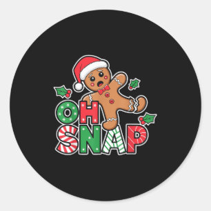 Adesivo Redondo Gingercake Man Oh Snap Natal Engraçado Cookie Bak