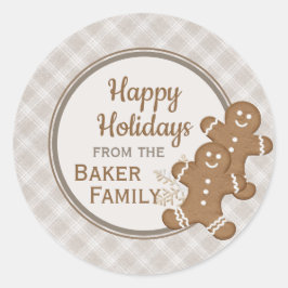 Adesivo Redondo Gingercake Man Xadrez Natal Cookie