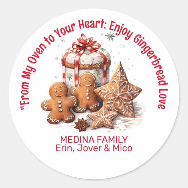 Adesivo Redondo Gingerpão Amor Natal (Frente)