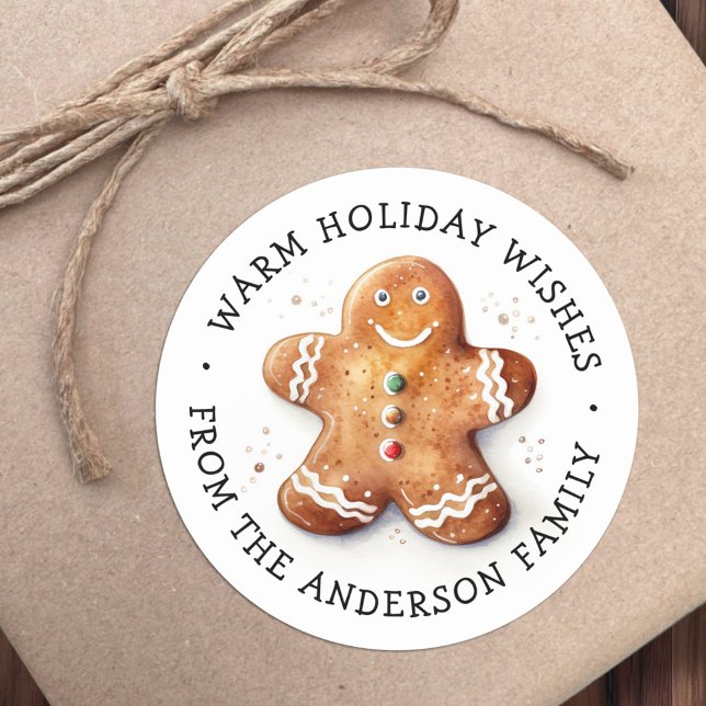 Adesivo Redondo Gingerpão de pãozinho bonito desejo quente de inve (Cute dopey gingerbread man warm winter wishes classic round sticker)