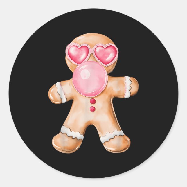 Adesivo Redondo Gingerpão soprando pastilha Goma Nk Pulmões Christ (Frente)