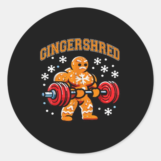 Adesivo Redondo Gingershred Funny Gingerbread Man Gym Bodybuilding (Frente)