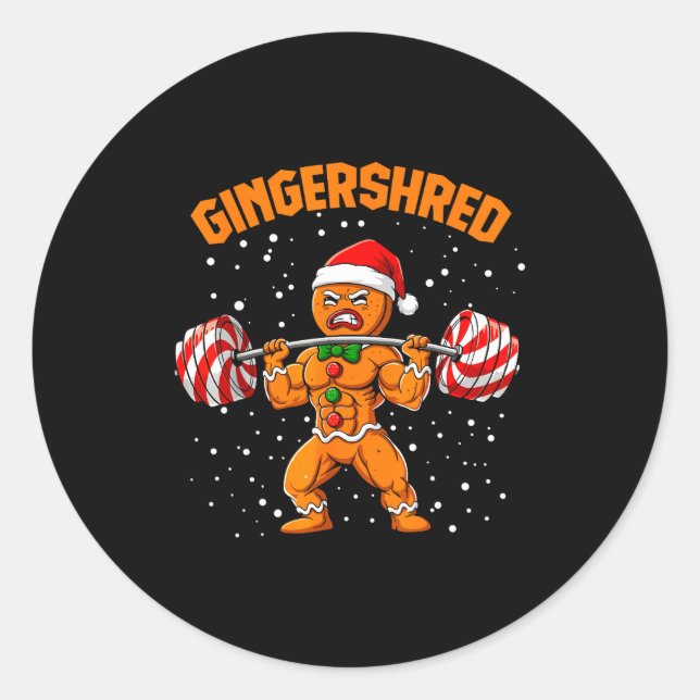 Adesivo Redondo Gingershred Funny Gingerbread Man Gym Bodybuilding (Frente)