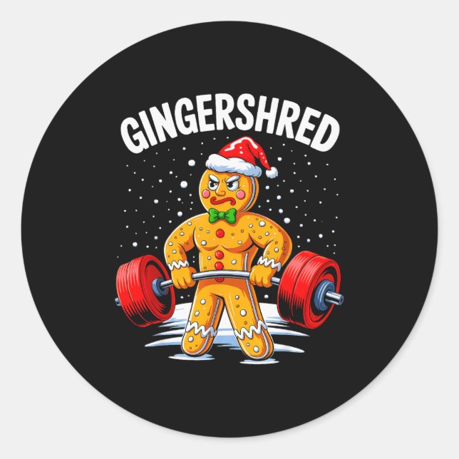 Adesivo Redondo Gingershred Funny Gingerbread Man Gym Bodybuilding (Frente)