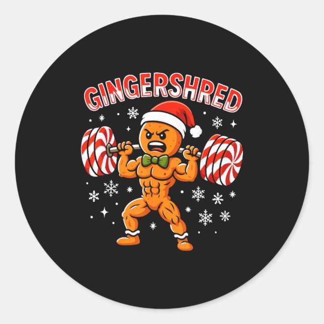 Adesivo Redondo Gingershred Funny Gingerbread Man Gym Bodybuilding (Frente)