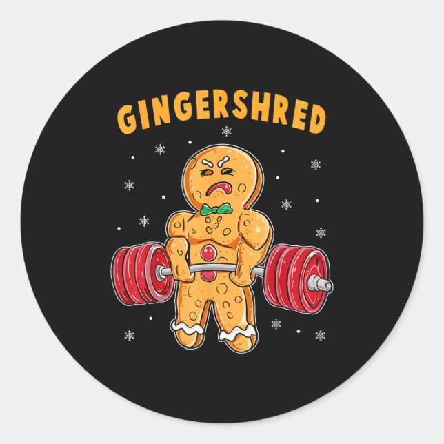 Adesivo Redondo Gingershred Funny Gingerbread Man Gym Bodybuilding (Frente)