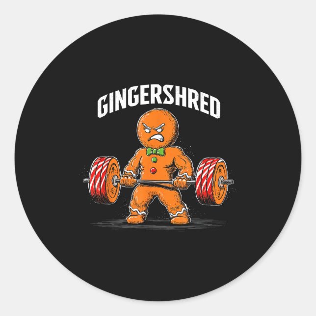 Adesivo Redondo Gingershred Gingerbread Christmas Workout Gym Ging (Frente)