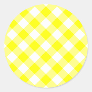 Adesivo Redondo Gingham Amarelo e Branco