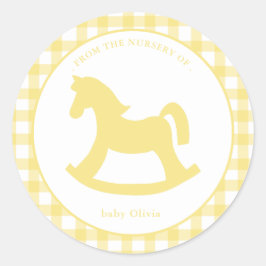 Adesivo Redondo Gingham amarelo-limão — selo neutro em relação ao 