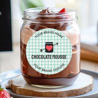 Adesivo Redondo Gingham Checks Green Pattern Jar Label Business