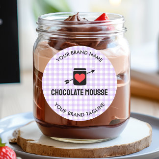 Adesivo Redondo Gingham Checks Purple Pattern Jar Label Business