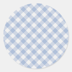 Adesivo Redondo Gingham Clássico Azul Verificado