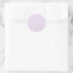Adesivo Redondo Gingham Clássico Lilás Suave