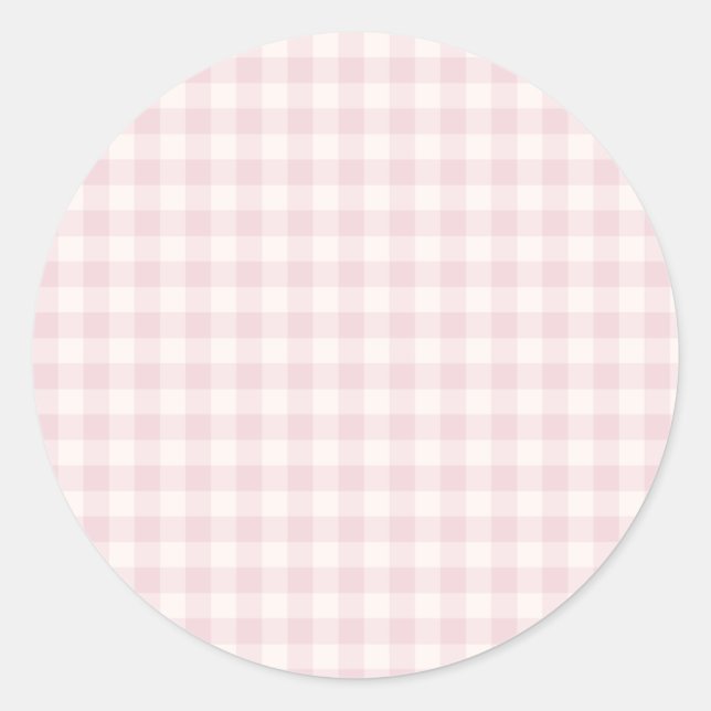 Adesivo Redondo Gingham Clássico Primavera | Blush Suave (Frente)