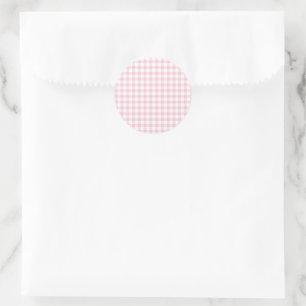 Adesivo Redondo Gingham Clássico Rosa