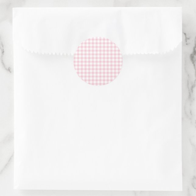 Adesivo Redondo Gingham Clássico Rosa (Bolsa)