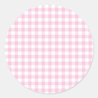 Adesivo Redondo Gingham Clássico Rosa Claro