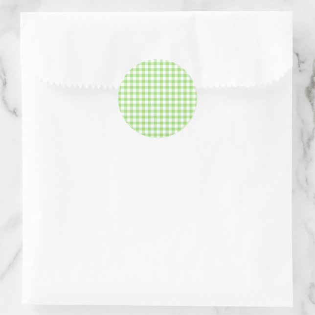 Adesivo Redondo Gingham Clássico Verde Primavera  (Bolsa)