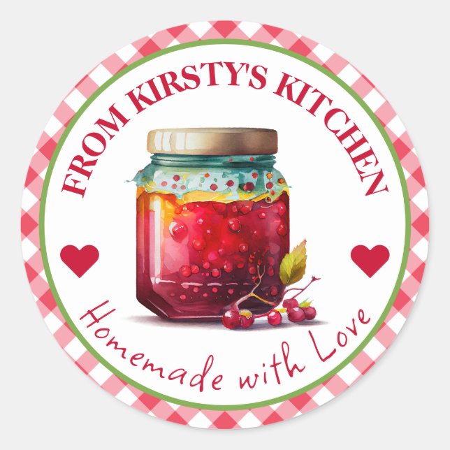 Adesivo Redondo Gingham Cranberry Jam (Frente)