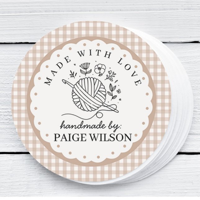 Adesivo Redondo Gingham Crochet  (Criador carregado)