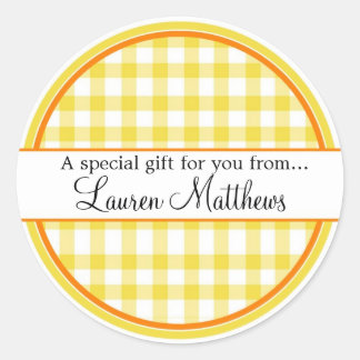 Adesivo Redondo Gingham Gift Stickers Personalizados