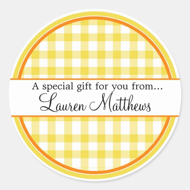Adesivo Redondo Gingham Gift Stickers Personalizados (Frente)