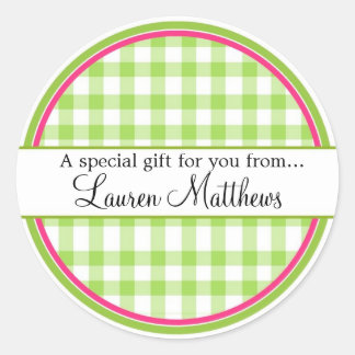 Adesivo Redondo Gingham Gift Stickers Personalizados