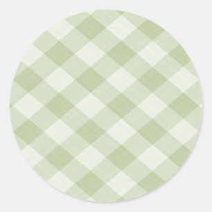 Adesivo Redondo Gingham Picnic Summer Checkered Tablecloth: Verde