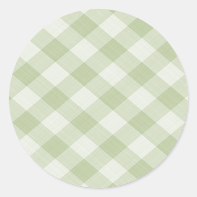 Adesivo Redondo Gingham Picnic Summer Checkered Tablecloth: Verde (Frente)