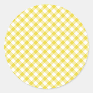 Adesivo Redondo Gingham Retrô Amarelo Dourado