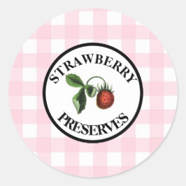 Adesivo Redondo Gingham Retro Geleia de Morango