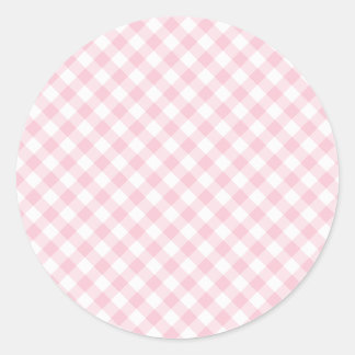 Adesivo Redondo Gingham Retrô Rosa