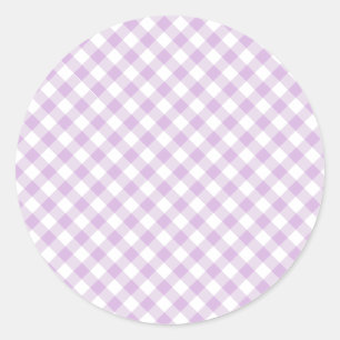 Adesivo Redondo Gingham Retro Suave Lilás
