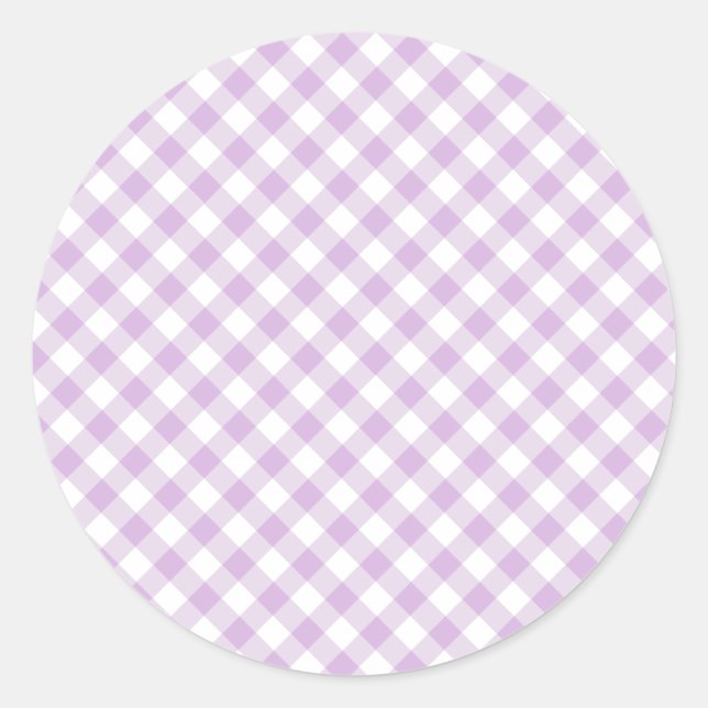 Adesivo Redondo Gingham Retro Suave Lilás (Frente)
