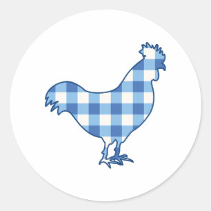 Adesivo Redondo Gingham Rooster