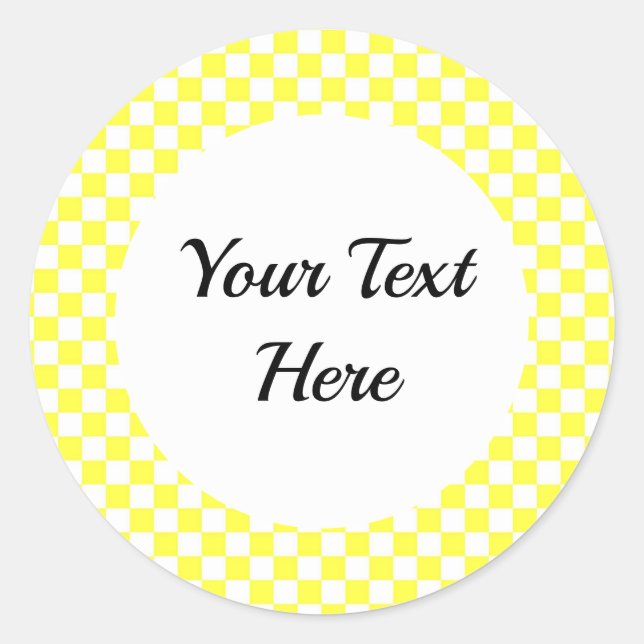 Adesivo Redondo Gingham Sticker Amarelo (Frente)