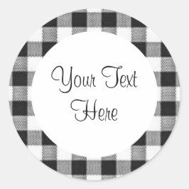 Adesivo Redondo Gingham Sticker Preto