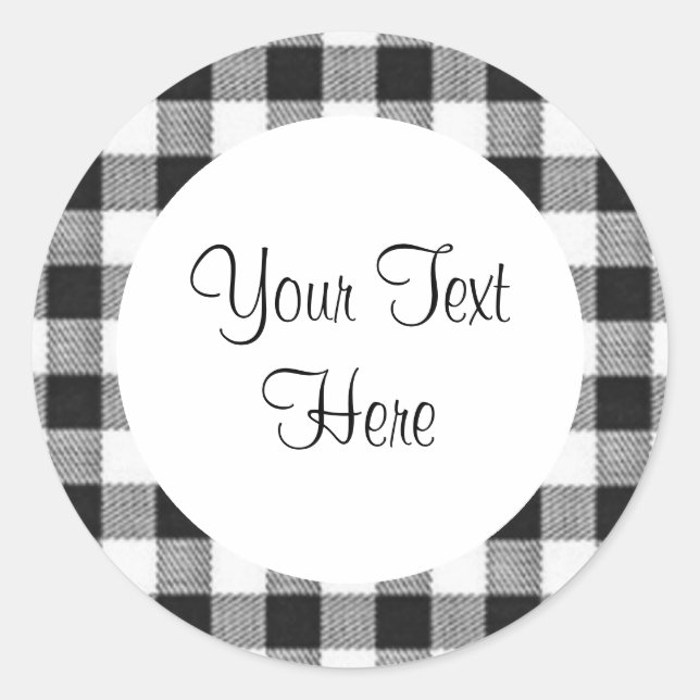 Adesivo Redondo Gingham Sticker Preto (Frente)