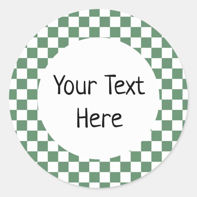 Adesivo Redondo Gingham Sticker Verde (Frente)