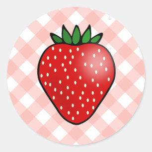 Adesivo Redondo Gingham Strawberry Stickers