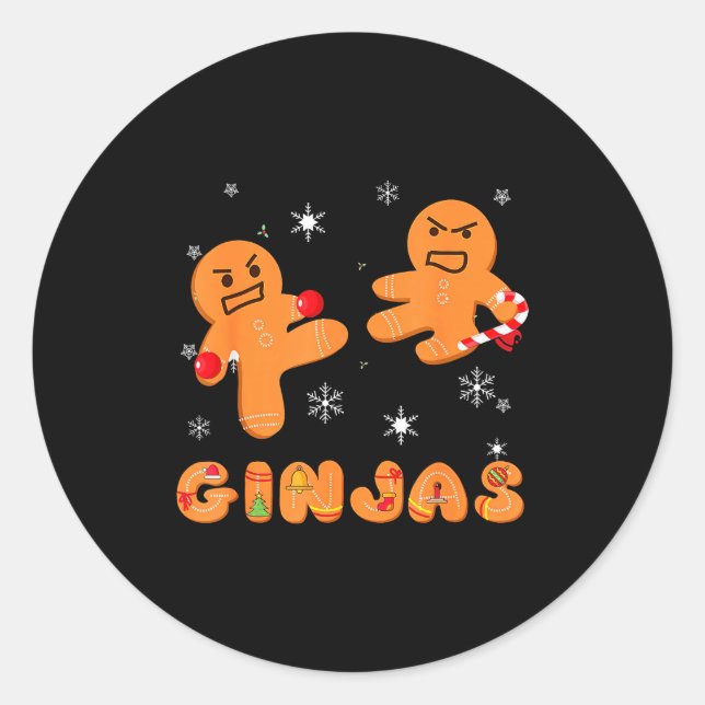 Adesivo Redondo Ginjas Gingerbread Ninjas Funny Ugly Christmas  (Frente)
