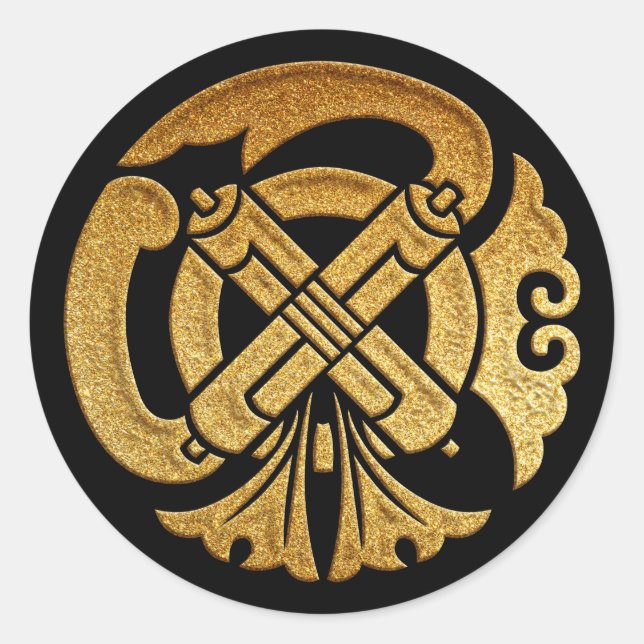 Adesivo Redondo Gion Mamori Kamon no Dourado Selo (Frente)