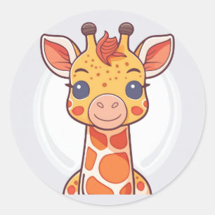 Adesivo Redondo Girafa Animal Bonita