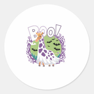 Adesivo Redondo Girafa Bonita Boo Ghost Halloween Zoo Lover