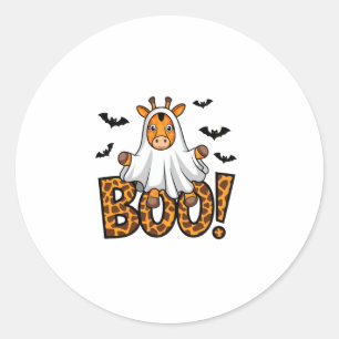 Adesivo Redondo Girafa Bonita Boo Halloween Diversão Zoo Lover