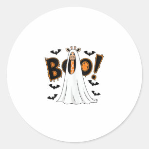 Adesivo Redondo Girafa Bonita Boo Halloween Zoo Lover _3