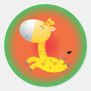 Adesivo Redondo Girafa bonito dos desenhos animados