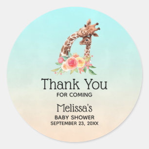 Adesivo Redondo Girafa Cólida, Chá de fraldas de Mãe e Bebê